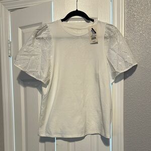a new day White Short Sleeve Top with Eyelet Detail